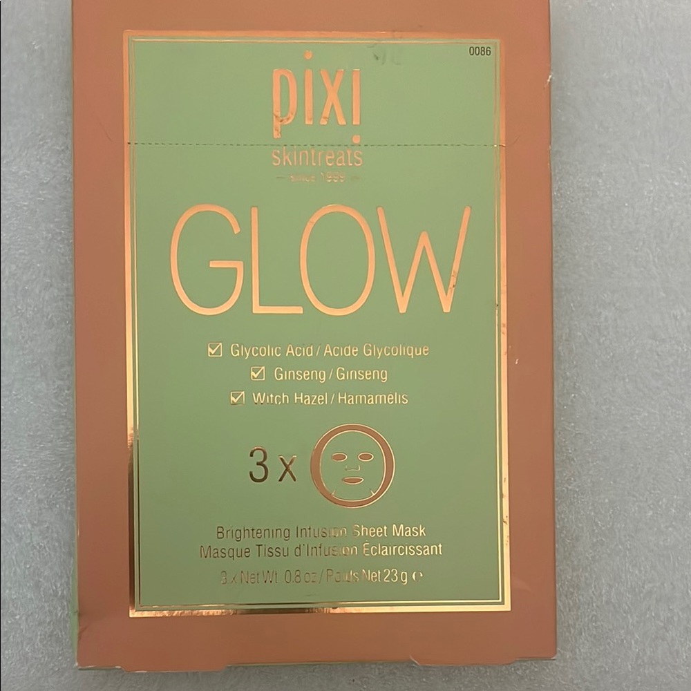Pixi Glow Brightening Infusion Sheet Mask - Gold and Green